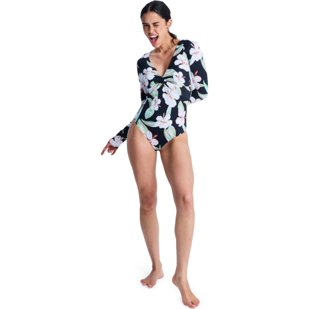 2026 Roxy Womens Beach Classic Long Sleeve Surf Suit ERJWR03923 - Anthracite Spring Charming